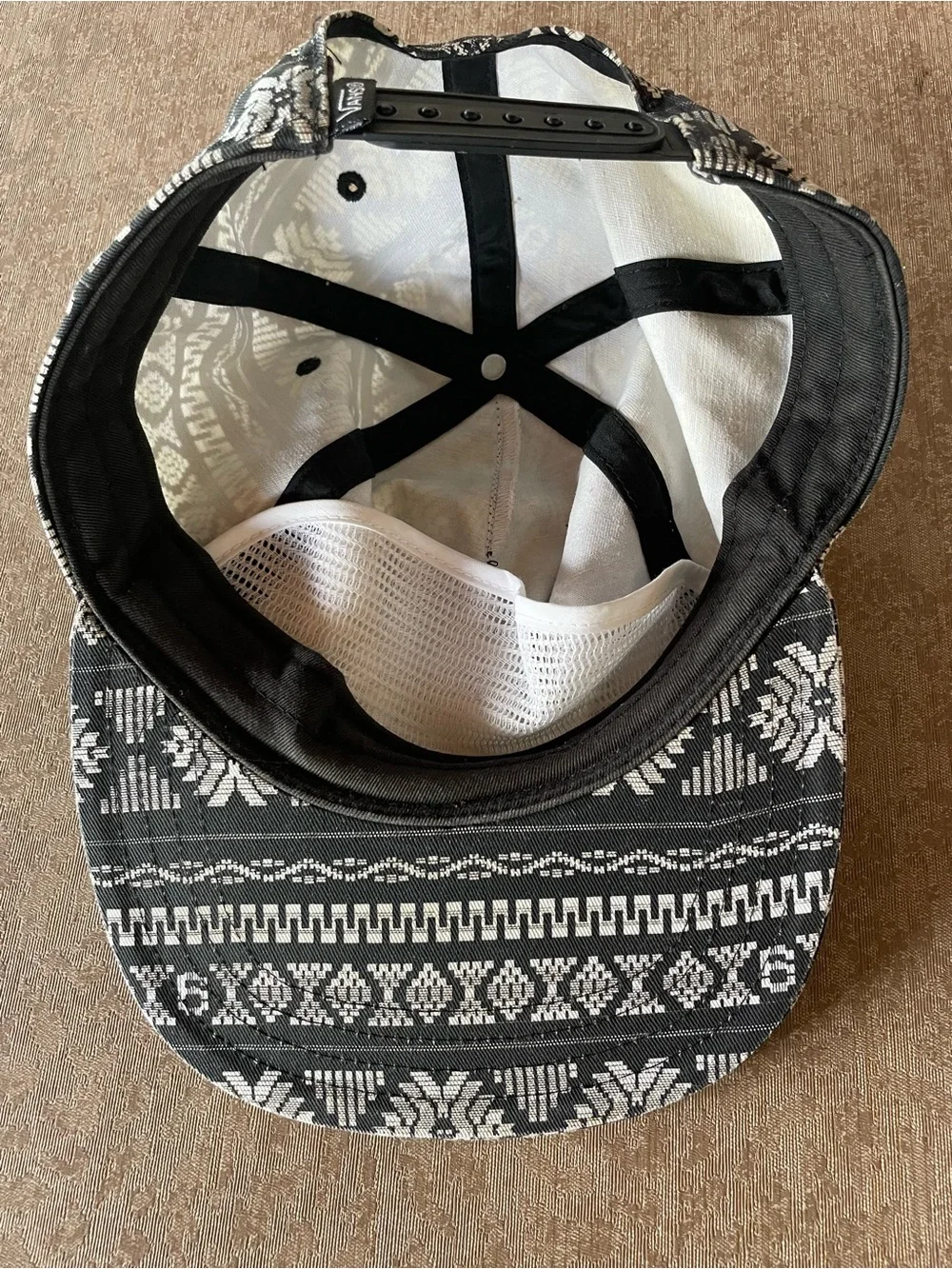 Vans Black and White Aztec Patterned Five-Panel Hat Adjustable Snap Back